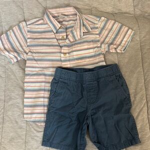 Wrangler Striped Short Sleeve Shirt and Blue Shorts Set